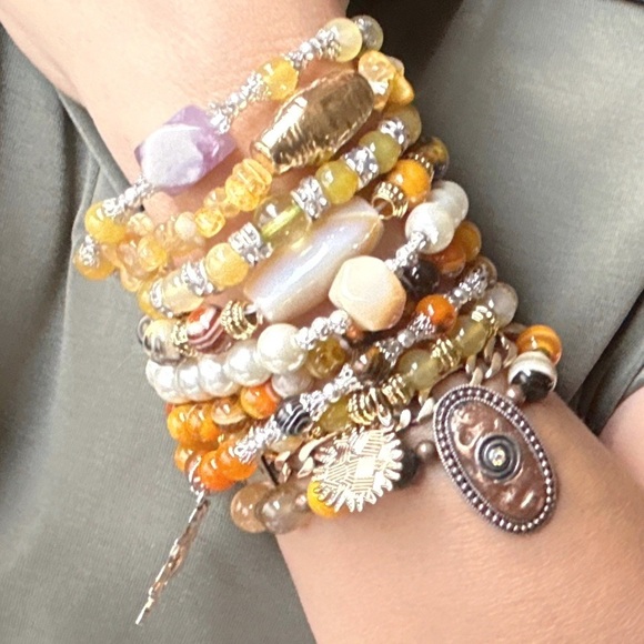 Crazy lace agate/Laguna Agate gold beaded bracelet/happiness and courage - Picture 3 of 7